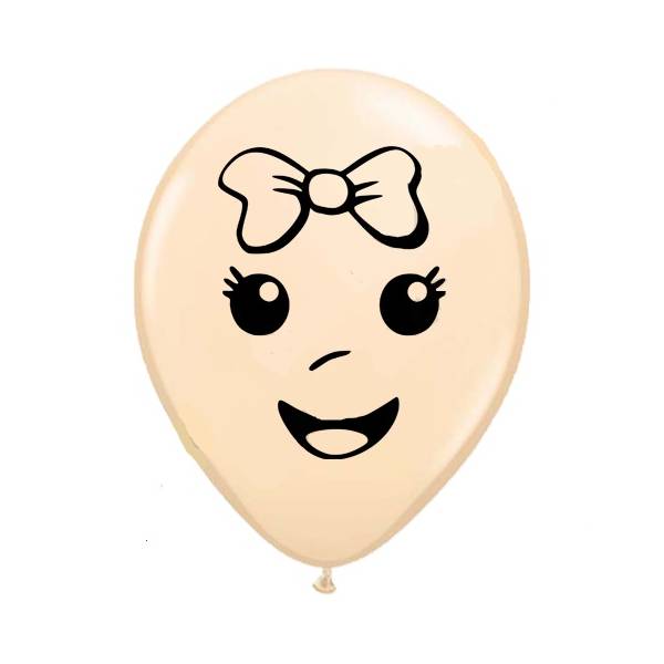 5 Inch Round Baby Girl Face Blush Balloon by Juan Gonzales Qualatex 100CT